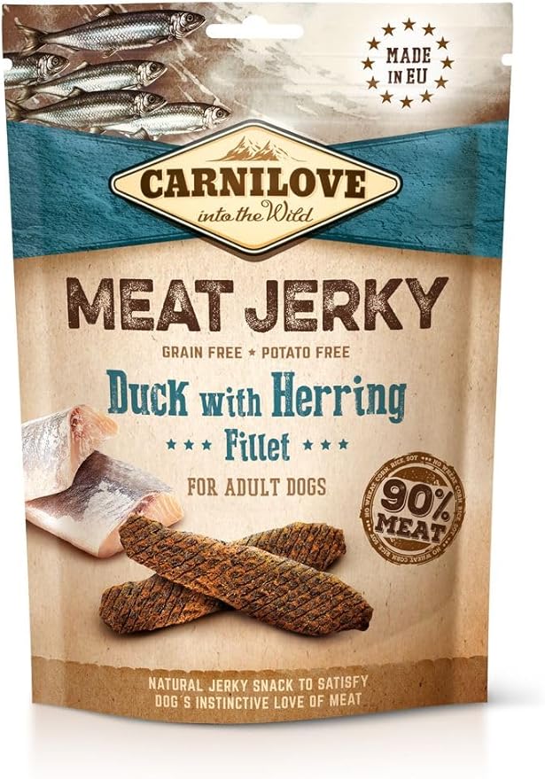 Carnilove Jerky Snack – Duck & Herring High‑Meat Fillet for Dogs (100g)