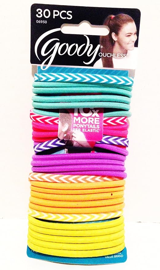 Goody Ouchless 4mm Hair Elastics – Damage‑Free No‑Metal Bands (30 Pcs)