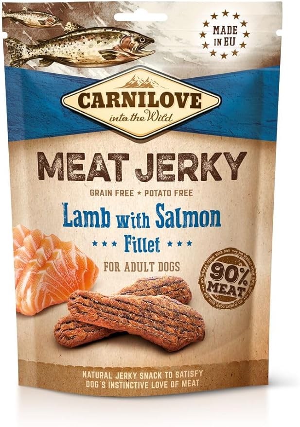 Carnilove Jerky Snack – Lamb & Salmon High‑Meat Fillet for Dogs (100g)