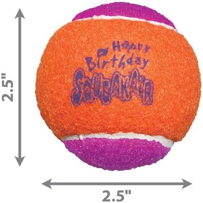 KONG Birthday SqueakAir Balls – Medium Tennis‑Ball Style Squeaky Fetch Toys (3‑Pack)