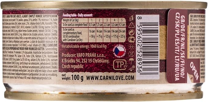 Carnilove Chicken & Lamb Wet Food for Adult Cats – Grain‑Free High‑Meat Formula (12×100g)