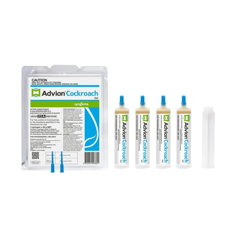 Advion Cockroach Gel Bait 30g (Syngenta) – Professional Roach Killer with Plunger & Tips, Indoor & Outdoor Use Advion