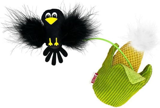 KONG Flingaroo Corny – Corn Cob & Crow Plush Cat Toy with Feathers & Premium Catnip