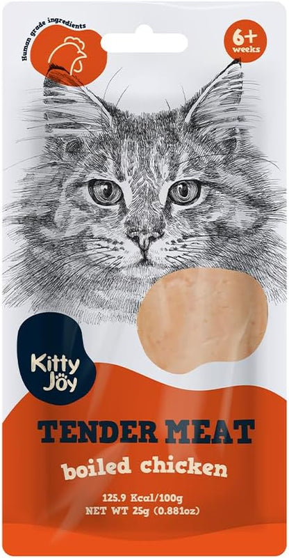 Kitty Joy Tender Meat Boiled Chicken Cat Treats 25g - front of pack