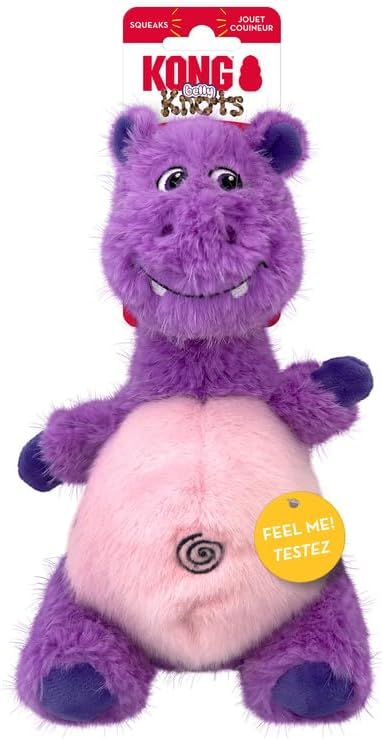 KONG Knots Belly – Hippo Plush Toy with Internal Rope Skeleton & Squeaker