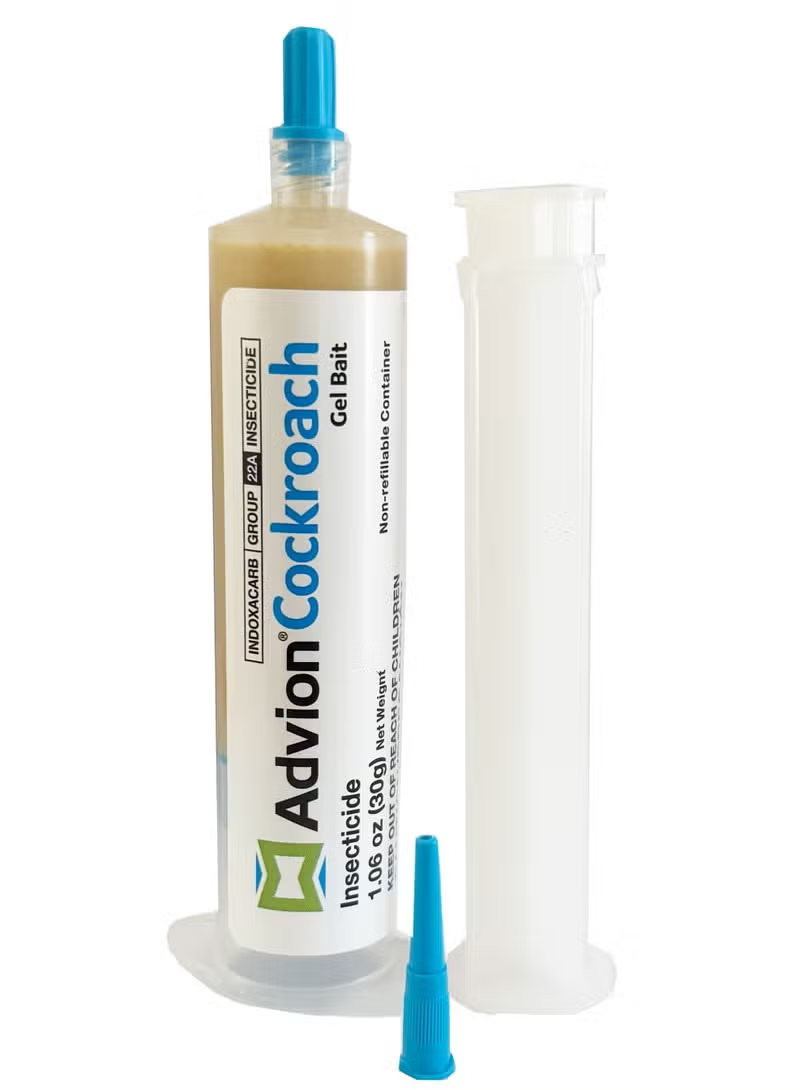 Advion Cockroach Gel Bait 30g (Syngenta) – Professional Roach Killer with Plunger & Tips, Indoor & Outdoor Use Advion