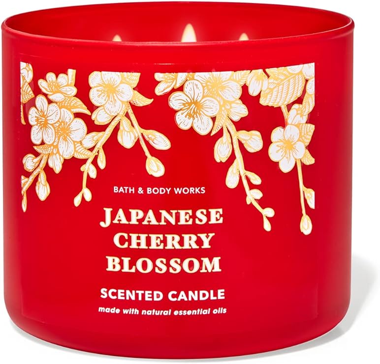 Bath & Body Works Japanese Cherry Blossom Soy Wax Bean Candle – 227g (Elegant Floral Glow)