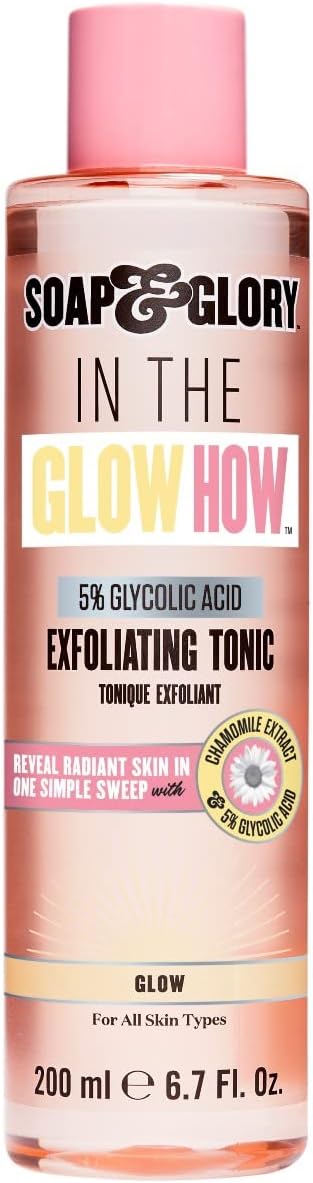 Soap & Glory In The Glow How 5% Glycolic Acid Exfoliating Tonic 200 ml - front of pack