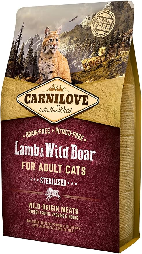 Carnilove Lamb & Wild Boar Dry Food for Adult Cats – 2kg (Grain‑Free Premium Nutrition)