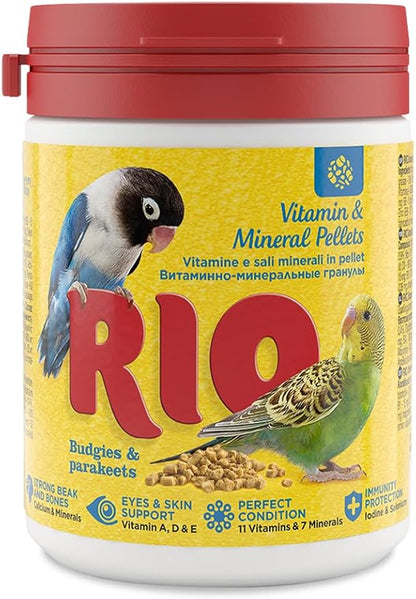 RIO Vitamin and Mineral Pellets for Budgies and Parakeets 120g - front of pack