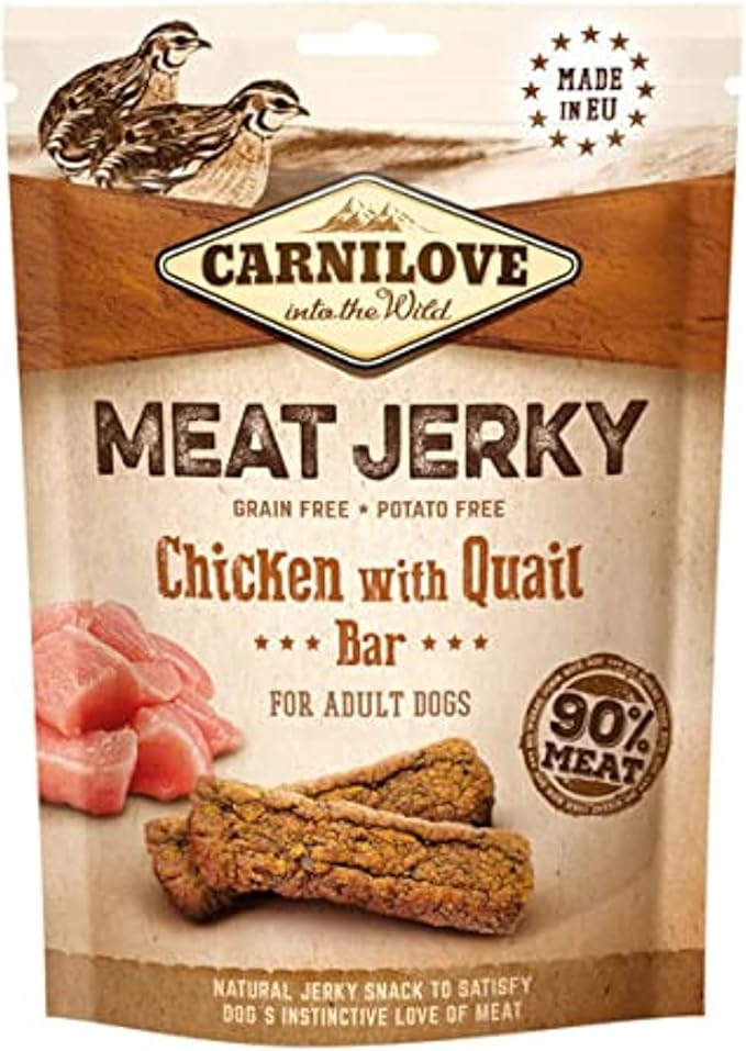 Carnilove Jerky Snack – Chicken & Quail High‑Meat Bar for Dogs (100g)