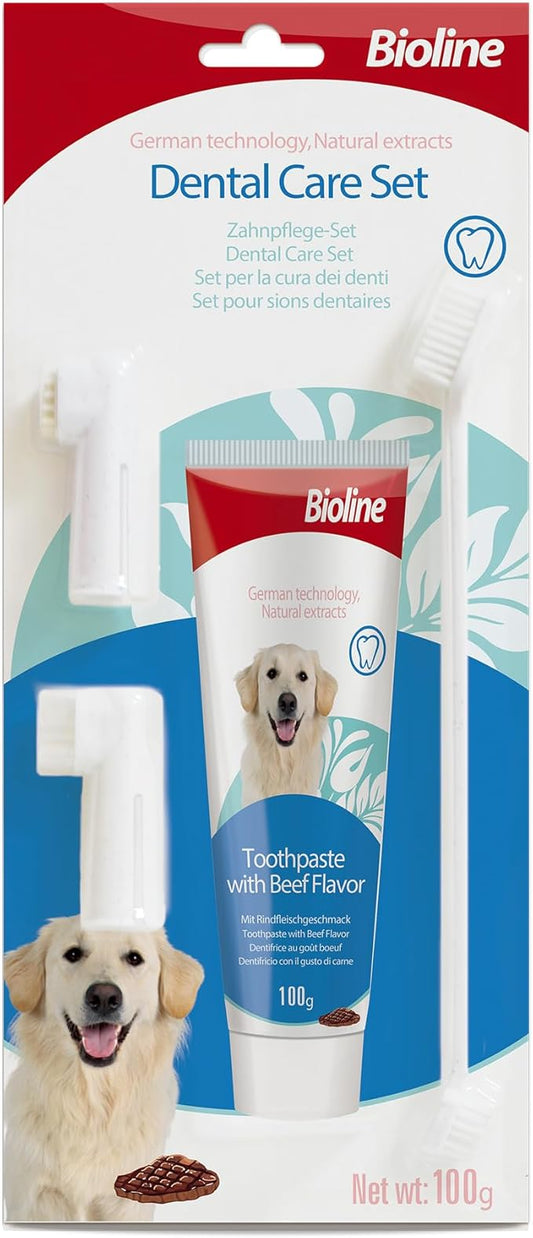 Bioline Dental Care Set, Cleans Teeth and Freshens Breath Beef Flavor -100 Gm