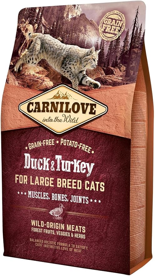 Carnilove Duck & Turkey Dry Food for Large Breed Adult Cats 2kg - front of pack