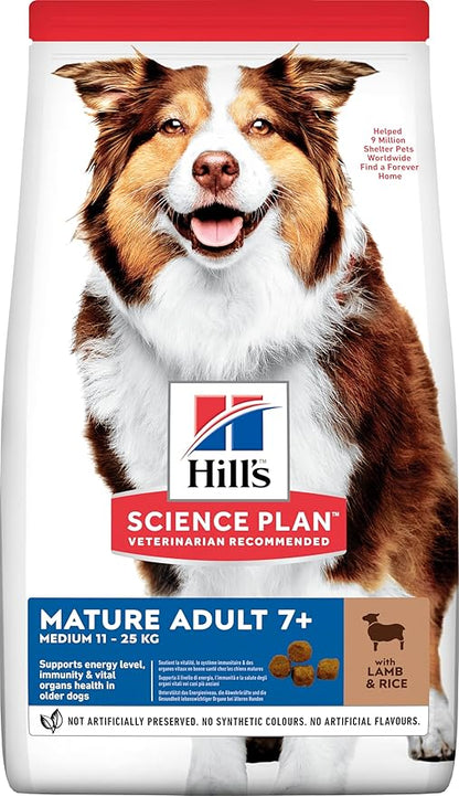 Hill's Science Plan Medium Mature Adult 7+ Dog Food with Lamb & Rice - front of pack