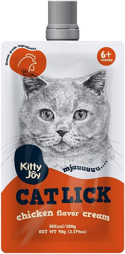 Kitty Joy Cat Lick Chicken Flavor Cream Cat Treats 90g - front of pack