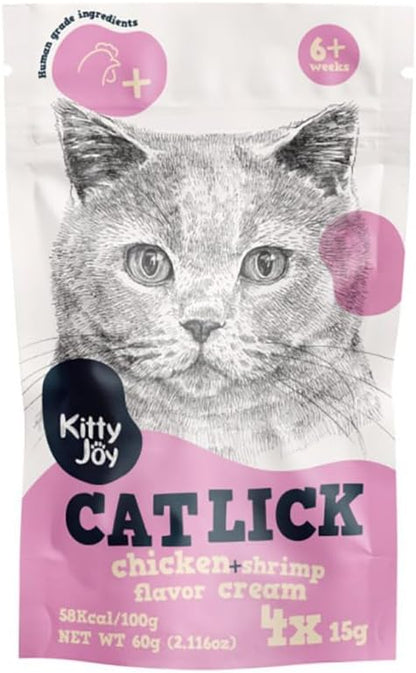 Kitty Joy Cat Lick Chicken + Shrimp Flavor Cream Cat Treats 60g - front of pack