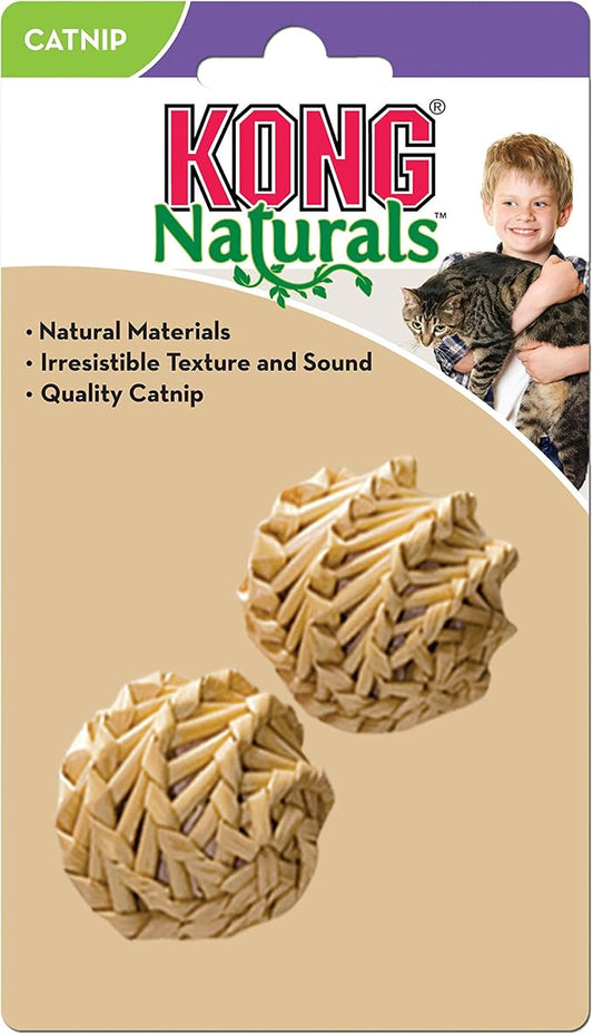 KONG Straw Ball – Lightweight Natural Fiber Bat‑and‑Chase Cat Toy