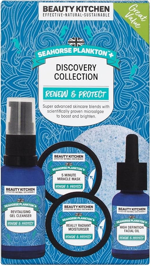 Beauty Kitchen Seahorse Plankton+ Discovery Collection Kit — Set of 4 (Cleanser, Moisturiser, Mask, Facial Oil) — 150 ml / 60 ml / 50 ml / 30 ml