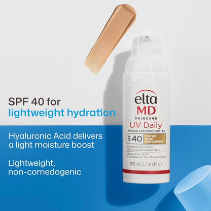 EltaMD UV Daily Tinted Sunscreen SPF 40 - key benefits and product claims