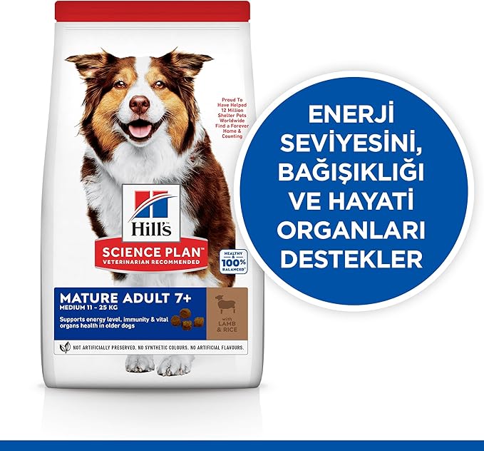 Hill's Science Plan Medium Mature Adult 7+ Dog Food with Lamb & Rice Dog Dry Food 2.5kg