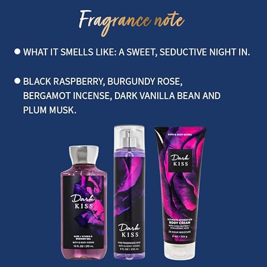 Bath & Body Works Dark Kiss Fine Fragrance Mist – 236 ml (8 fl oz) — Deep, Berry‑Rich & Seductive Scent