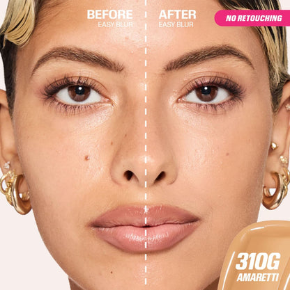 Huda Beauty Easy Blur Foundation 30ML - before and after comparison
