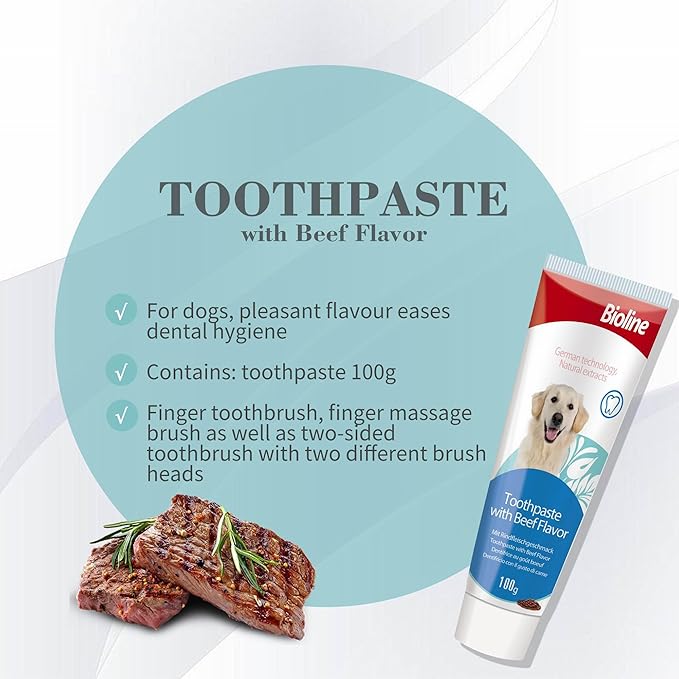 Bioline Dental Care Set, Cleans Teeth and Freshens Breath Beef Flavor -100 Gm