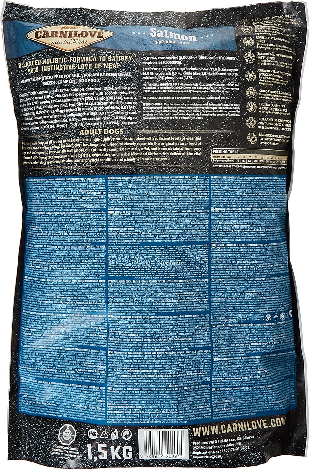 Carnilove Salmon Dry Food for Adult Dogs – 1.5kg (Grain‑Free Omega‑Rich Nutrition)