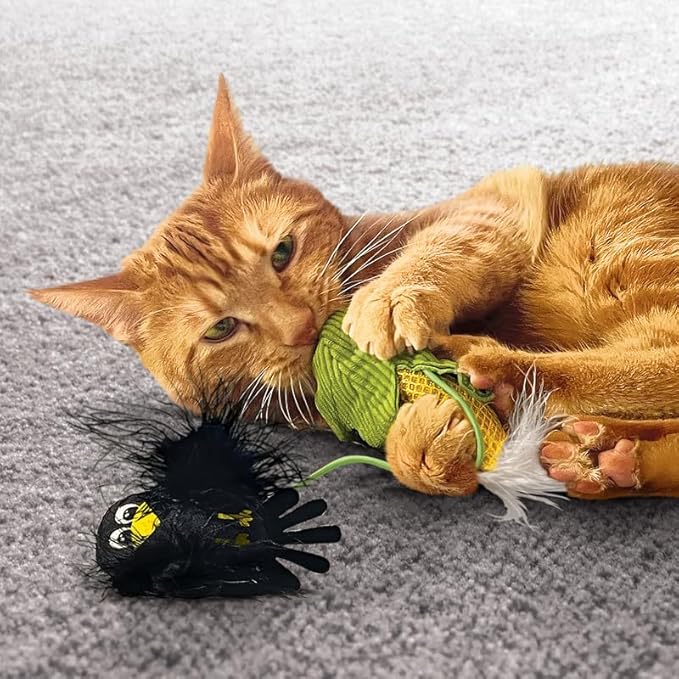 KONG Flingaroo Corny – Corn Cob & Crow Plush Cat Toy with Feathers & Premium Catnip
