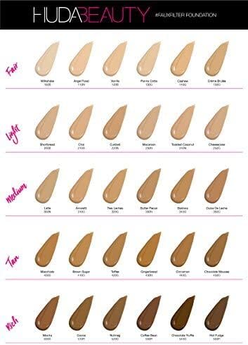 Huda Beauty Faux Filter Foundation – Full‑Coverage, Airbrush‑Finish Formula, Cashew 140G