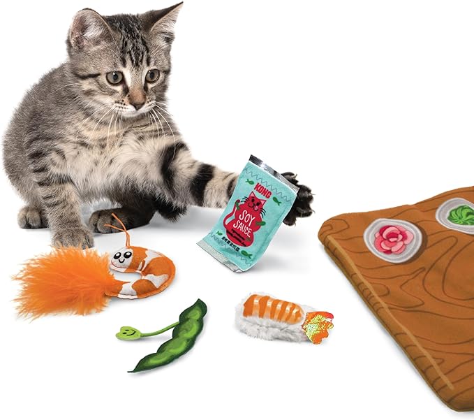 KONG Pull‑A‑Partz Sushi – Multi‑Piece Cat Toy for Batting, Tugging & Puzzle Play