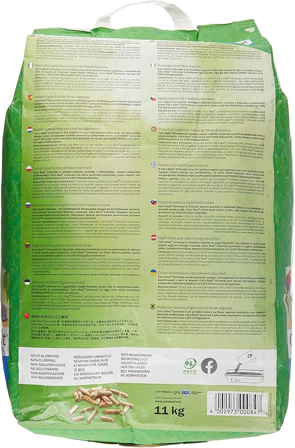 Cat’s Best Universal Cat Litter 20L — Multi‑Pet Wood Granules, High Absorption, Low Odour (11 kg)