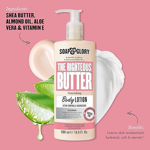 Soap & Glory The Righteous Butter Body Lotion – 500 ml — Rich, Creamy & Ultra‑Hydrating Moisture