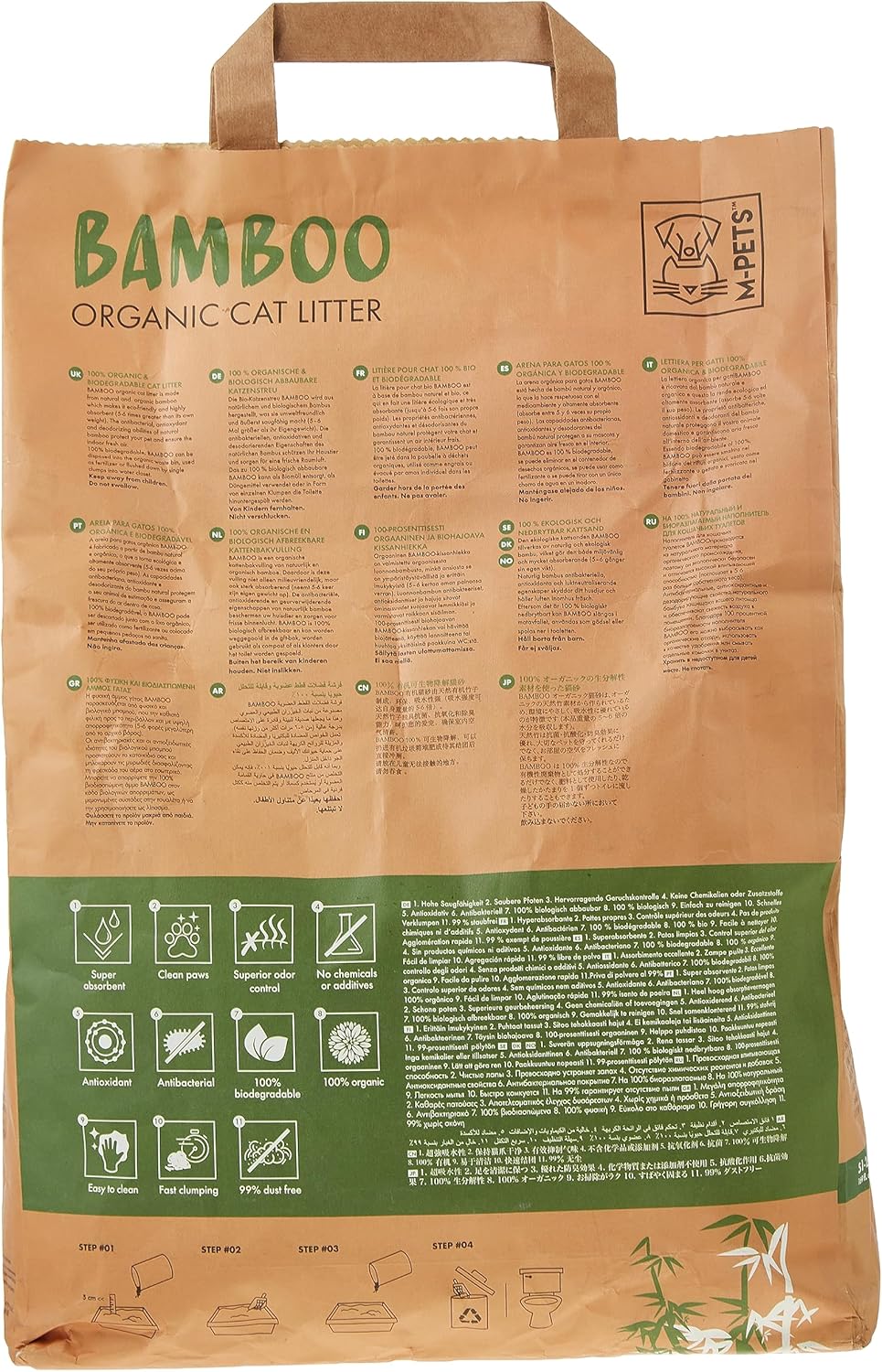 M‑PETS Bamboo Cat Litter – Organic Biodegradable Wood Pellets 5L