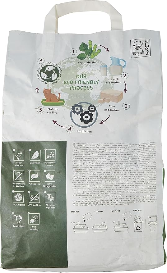 M‑Pets Soya Organic Cat Litter – Green Tea Scented 6L (100% Biodegradable)