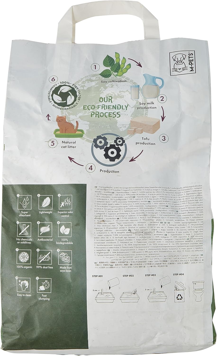 M‑Pets Soya Organic Cat Litter – Green Tea Scented 6L (100% Biodegradable)