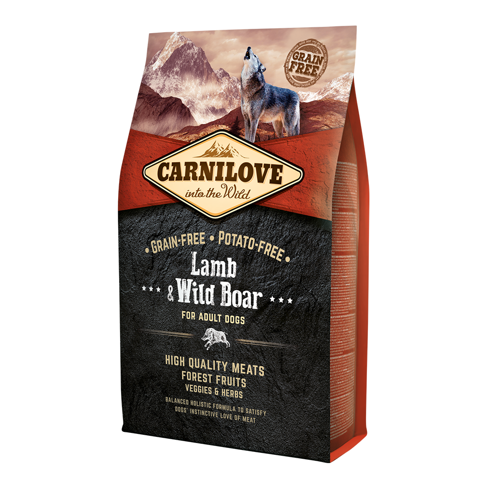 Carnilove Lamb & Wild Boar Dry Food for Adult Dogs – 4kg (Grain‑Free Natural Protein Formula)