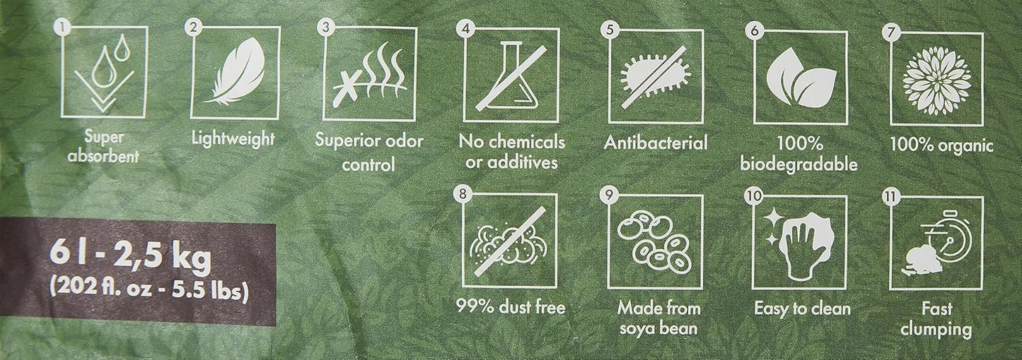 M‑Pets Soya Organic Cat Litter – Green Tea Scented 6L (100% Biodegradable)