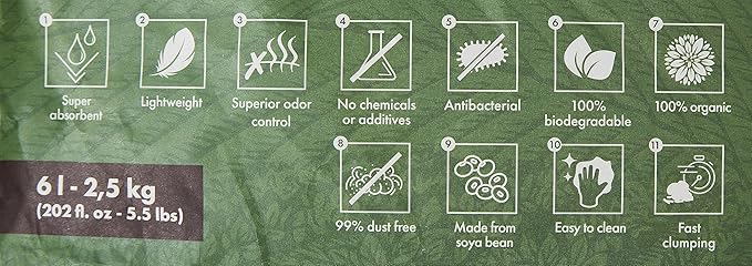 M‑Pets Soya Organic Cat Litter – Green Tea Scented 6L (100% Biodegradable)