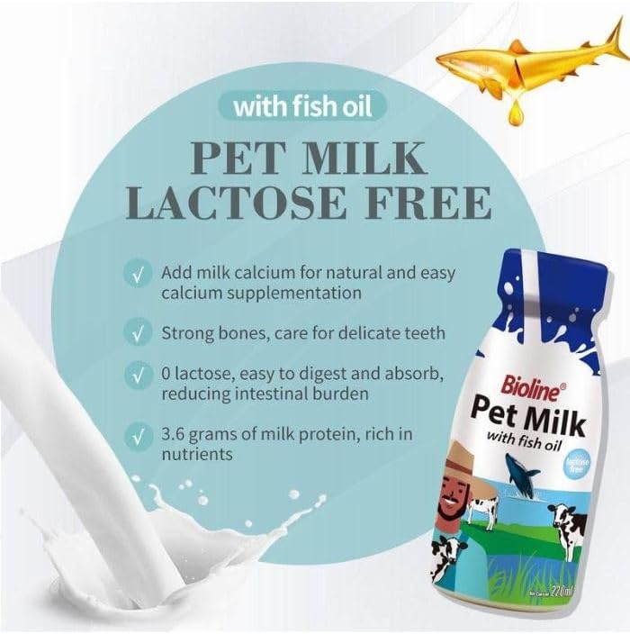 Bioline Pet Milk with Fish Oil – 220ml for Cats & Dogs (Healthy Growth Formula)