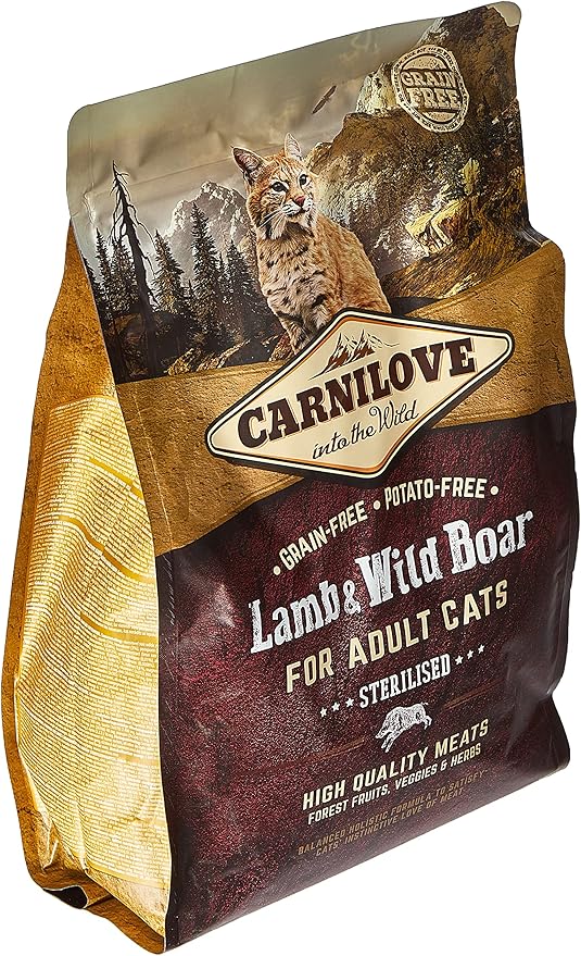 Carnilove Lamb & Wild Boar Dry Food for Adult Cats – 2kg (Grain‑Free Premium Nutrition)