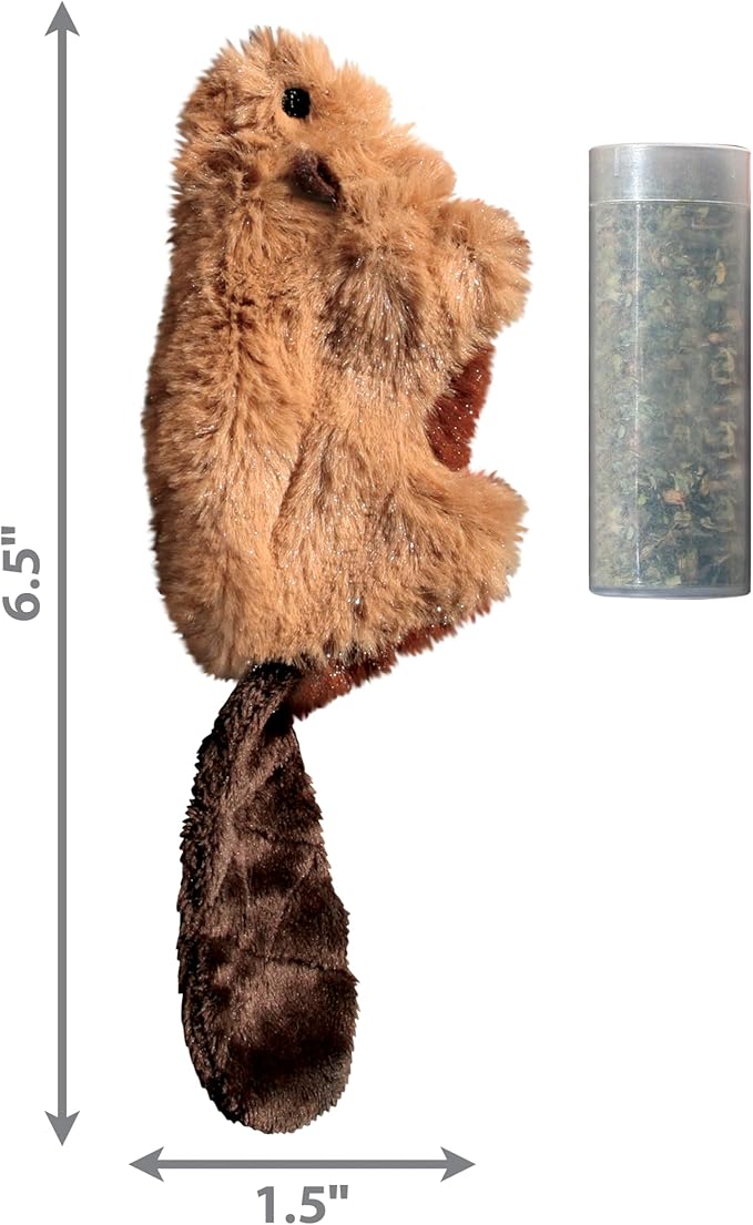 KONG Refillables Beaver – Plush Cat Toy with Refillable Pouch & Premium North American Catnip