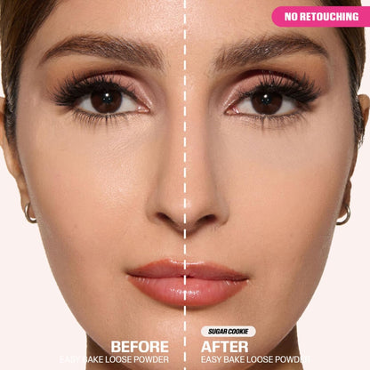Huda Beauty Easy Bake Loose Baking & Setting Powder 20G - before and after comparison