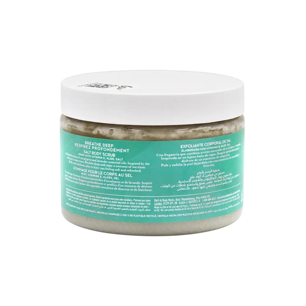 Bath & Body Works Breathe Deep Salt Body Scrub – Eucalyptus & Lavender with Vitamin E (17 oz / 482 g)