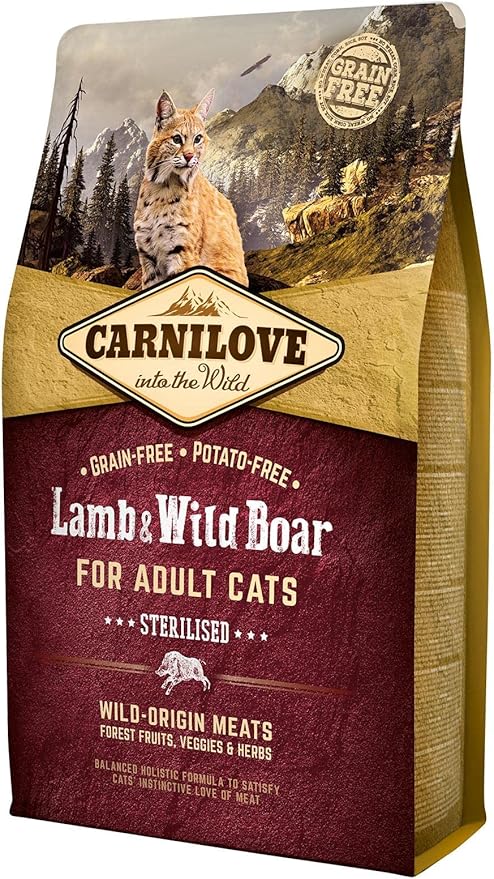 Carnilove Lamb & Wild Boar Dry Food for Adult Cats – 2kg (Grain‑Free Premium Nutrition)