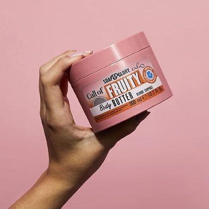 Soap & Glory Call of Fruity No Woman No Dry Body Butter 10.1 oz - product being applied