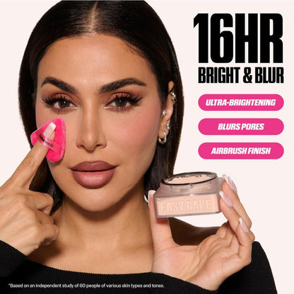 Huda Beauty Easy Bake Loose Baking & Setting Powder 20G - product being applied
