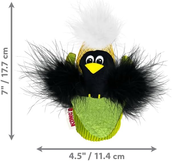 KONG Flingaroo Corny – Corn Cob & Crow Plush Cat Toy with Feathers & Premium Catnip