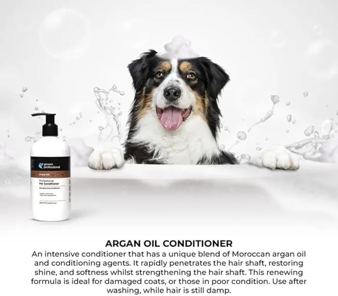 Groom Professional Argan Oil Dog Conditioner – Salon‑Grade Deep Repair & Shine Restoring Formula (4L, Made in the UK)