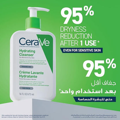 CeraVe Hydrating Cleanser for Normal to Dry Skin 473 Ml - key benefits and product claims (view 2)